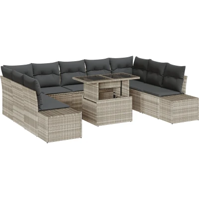 Afbeelding van vidaXL Tuin Sofa Set van 10 Beige en Donkergrijs Rattan Polyester