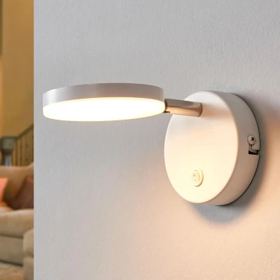Afbeelding van Lindby LED wandlamp 1licht kunststof, metaal H: 9.6 cm wit, chroom Inclusief lichtbron
