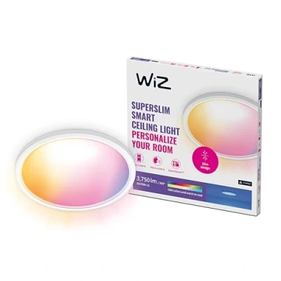 Afbeelding van WiZ Plafondlamp SuperSlim Wit Slimme LED verlichting Gekleurd en licht Geïntegreerde 32W Wi Fi