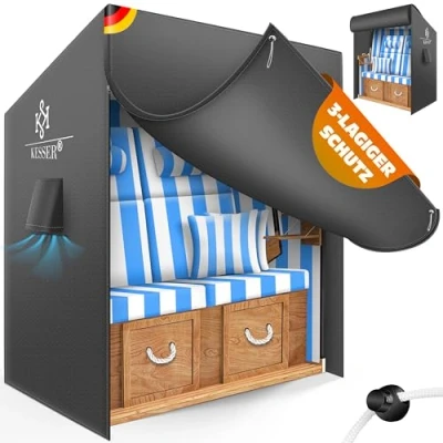 Afbeelding van KESSER® Premium beschermhoes met ventilatieopeningen, waterdicht, winterbestendig, uv bestendig, scheurvast, 600D Oxford weefsel, 135 x 105 175 cm, antraciet