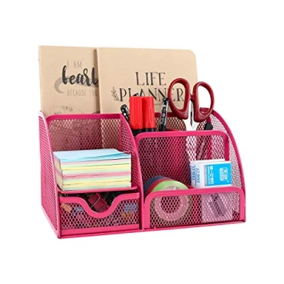 Afbeelding van Cutefly Generieke bureau organizer pennenhouder mesh stationery houder roze