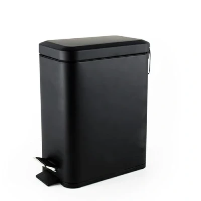 Afbeelding van Beldray LA041173BLKFEU7 Pedaalemmer voor badkamer afvalemmer met rechthoekig soft close deksel, keuken/slaapkamer/kantoor, uitneembare binnenemmer, 5 l, slanke, draagbare handgreep, zwart