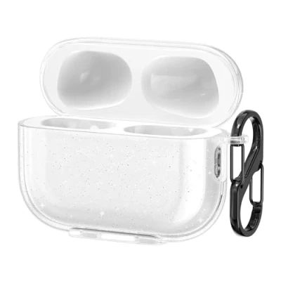 Afbeelding van kwmobile hoesje voor oordopjes compatibel met Apple Airpods Pro 2 case transparant TPU glitter in