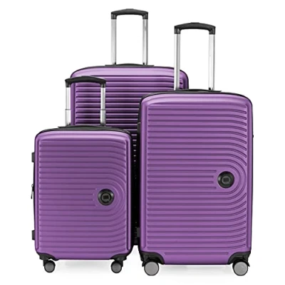 Afbeelding van HAUPSTSTADTKOFFER Mitte set van 3 koffers handbagage koffer 55 cm, middelgrote 68 cm + grote reiskoffer 77 harde schaal ABS, TSA, aubergine