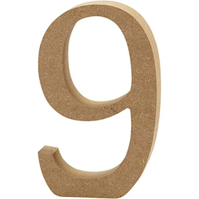 Afbeelding van Creotime houten cijfer 9 13 cm