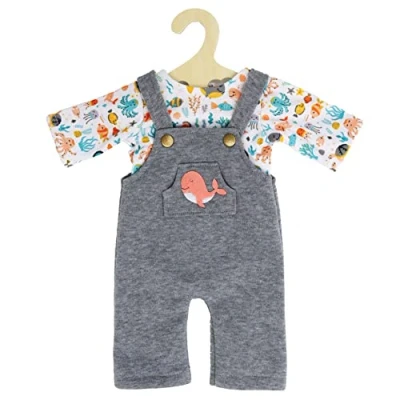 Afbeelding van Heless Poppentuinbroek met T shirt Roze Walvis, 35 45 cm