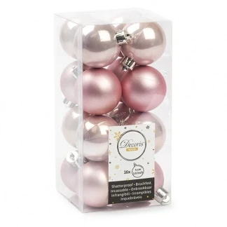 Afbeelding van Kerstballen Ø 4 cm 16 stuks (Roze)