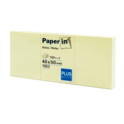Afbeelding van Plus Office 3 gele post it plaknotities voor kantoor, school, universiteit, snelle notities en herinneringen, blokken met 100 zelfklevende vellen (40 x 50 mm, 36 stuks)