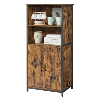 Afbeelding van VASAGLE Boekenkast, Kantoorplank, Keukenkast met 2 open vakken, Plankniveau verstelbaar in kast, multifunctioneel, Industrieel design, vintage bruin zwart LSC66BX