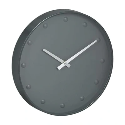 Afbeelding van Relaxdays wandklok 30 cm kunststof analoog woonkamer keuken grijs