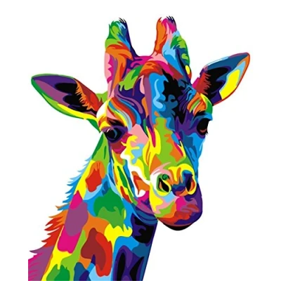 Afbeelding van KOMKING Verf op nummer voor volwassenen, doe het zelf schilderen kits kinderen beginners canvas schilderij zonder frame, kleurrijke giraf 16x20 inch