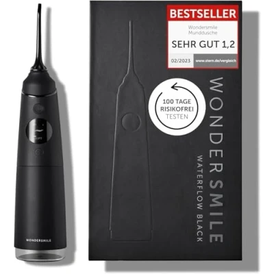 Afbeelding van Wondersmile Monddouche PRO SmoothFlow technologie voor optimale tand en tandvleesverzorging interdentale reiniger met 4 modi poweraccu tot 30 dagen looptijd (Ultimate Black / 1 stuk)