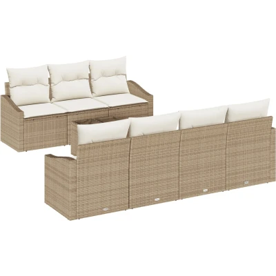 Afbeelding van vidaXL Tuin Sofa Set van 8 Beige Rattan, Polyester