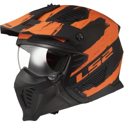 Afbeelding van LS2 Helm Drifter Mud OF606 mat zwart / oranje maat L