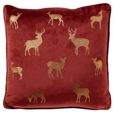 Afbeelding van DEER Sierkussen 45x45 cm velvet kerst Biking Red rood