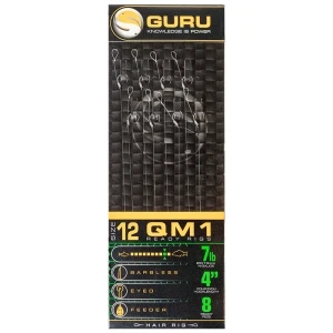 Afbeelding van Guru QM1 Ready Rigs Standard Hair 4&quot; Eyed Barbless (8 pcs) Maat : Haak 10 0.19mm (7lb)