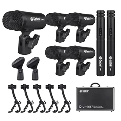 Afbeelding van D Debra DK7 Pro 7 delige bedrade drummicrofoonkit voor drummers, inclusief microfoon, microfoonclip met opties kick drums, snare, rack/floor toms, congas en cymbals