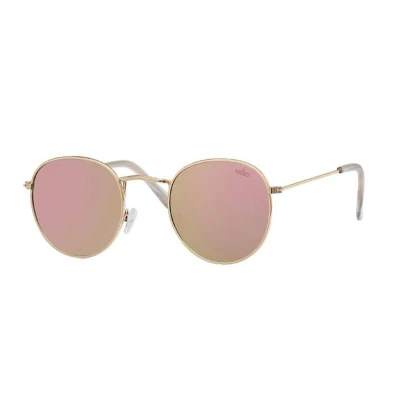 Afbeelding van Hidzo Ronde Zonnebril Goudkleurig UV 400 Roze Glazen Inclusief Brillenkoker