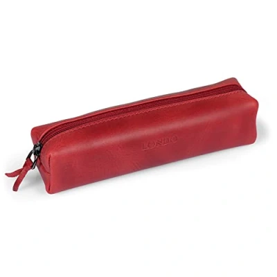 Afbeelding van Londo Lederen Etui met Rits Potlood Tas (Rood)