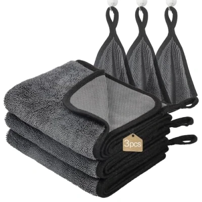 Afbeelding van WUFANC 3 delige Microvezeldoeken Auto 60 cm x 40 Professionele Droogdoeken zonder Pluizen, Hoge Absorptie Microvezeldoek voor Reiniging van Auto&#039;s, Motoren, Ramen en Glas