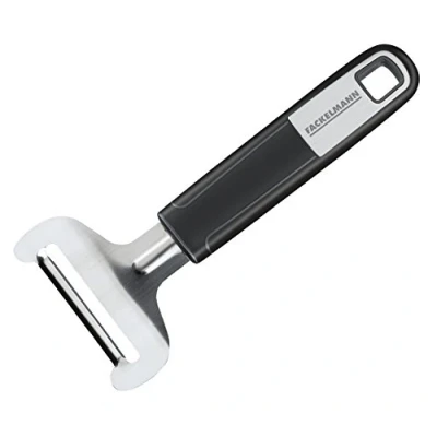 Afbeelding van FACKELMANN Zachte kaasschaaf 17 cm SENSE, hoogwaardig, scherp lemmet van roestvrij staal, kaasrasp met soft touch handgreep kunststof (kleur: zilver/zwart), hoeveelheid: 1 stuk