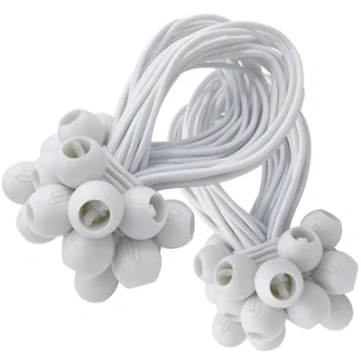 Afbeelding van 50 spanrubbers met bal in wit, expanderbevestiging voor dekzeilen, banners, aanhangers, tent, trampoline enz., universele rubberen spanners