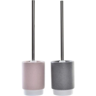Afbeelding van Toiletborstel DKD Home Decor Grijs Roze Zilverkleurig Licht Metaal Aluminium Dolomite Stads 9,8 x 39 cm (2 Stuks)