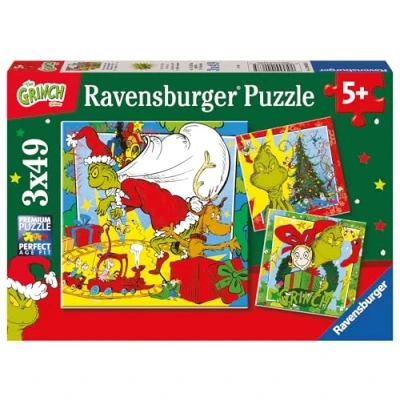 Afbeelding van Ravensburger Puzzel van de Grinch, cadeau idee voor kinderen vanaf 5 jaar, educatief en stimulerend spel, 3 puzzels met 49 delen, 21 x cm