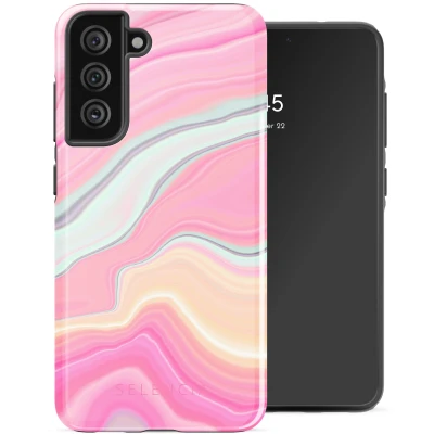 Afbeelding van Selencia Hoesje Geschikt voor Samsung Galaxy S21 FE Vivid Backcover Pastel Lipstick Marble