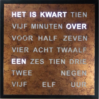 Afbeelding van Intertime Woordklok Wandklok 40x40 Epoxy Nederlands