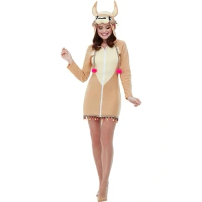 Afbeelding van SMIFFY&#039;S Verkleedjurk met capuchon lama voor dames XS