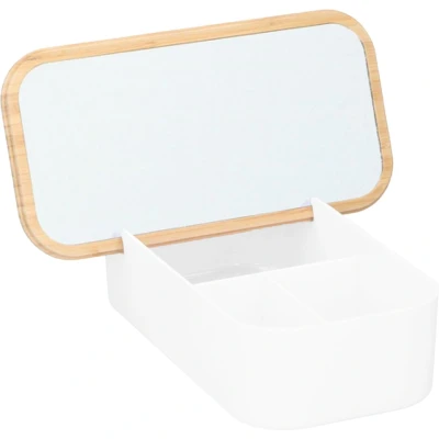 Afbeelding van Alpina Make Up Organizer Sieradendoos Incl. Spiegel 25x13x7 cm Wit