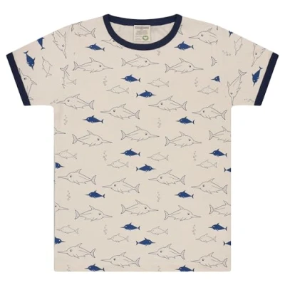 Afbeelding van loud + proud T shirt met print, van biologisch katoen, GOTS gecertificeerd, ultra marine, 146 152