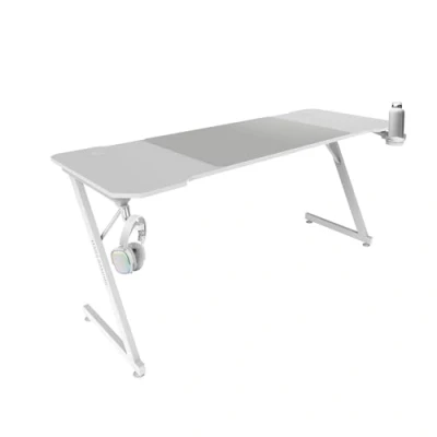 Afbeelding van MARSGAMING MGD X160, Gaming Bureau, Ergonomisch Ontwerp, Koolstofvezel Oppervlak, Metalen Frame, XXL Muismat, Hoofdtelefoon en Drinkhouder, Kabelbeheer, Bureau 160x60cm, Wit