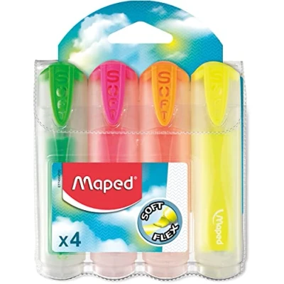 Afbeelding van Maped 745947 markeerstift Fluo Peps Soft Doorschijnend in zak met 4 stuks