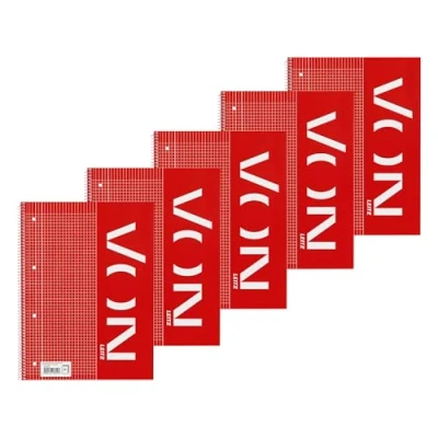Afbeelding van Leitz Collegeblok, 45740001, A4, geruit, 5 stuks, notitieblok met 160 pagina&#039;s, 80 vellen, ideaal voor studenten en scholieren, linkse rand