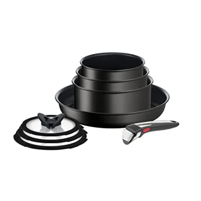 Afbeelding van Tefal L3959053 Ingenio Unlimited ON 8 delige pannenset, ruimtebesparend, stapelbaar, afneembare handgreep, veilige coating, duurzaam, alle warmtebronnen incl. inductie