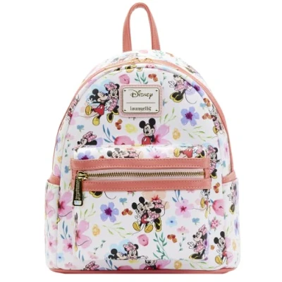 Afbeelding van Loungefly Disney Mickey Minnie Mouse Mini Rugzak Handtas AOP Bloemen, Meerkleurig, Mini,