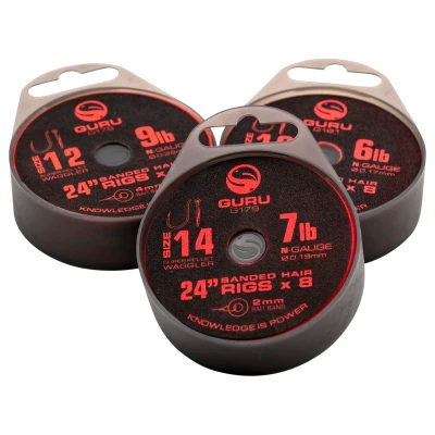 Afbeelding van Guru Super Pellet Waggler Bait Band 24&quot; (60cm) Size 12 0,22mm (8pcs) Witvis onderlijnen