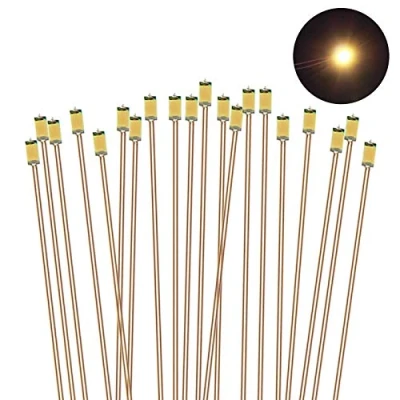 Afbeelding van Evemodel 20 stuks SMD LED model lamp warm wit ontwerp 0603 Cu kabel 20cm