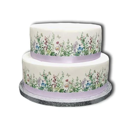 Afbeelding van Top That Eetbaar decorblad Wild Flower &amp; Butterfly Themed Border Ribbon Perfect voor grotere taarten Eenvoudig te gebruiken