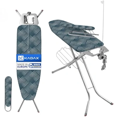 Afbeelding van KADAX strijkplank met ingebouwde verlengkabel, inklapbare kabelhouder, stoomstrijkplank uittrekbare plank voor kleding (groen)