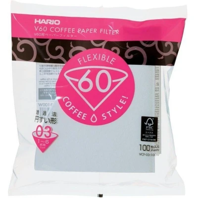 Afbeelding van HARIO V60 Koffiefilters 03 Size Wit 100 stuks