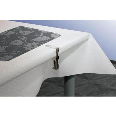 Afbeelding van d c fix Tafelkleedhouder, tafelklem, verzwaringshouder, tafel, keuken, eetkamer, woonkamer, tuin, metaal, stevige grip, flexibel instelbaar, multifit, flexibele klem met bufferveer, 4 stuks