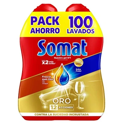 Afbeelding van Somat Excellence Verse gel, geurremmend, 100 wasbeurten, ontvettend afwasmiddel, automatische vaatwasser, afwasmiddel met azijn
