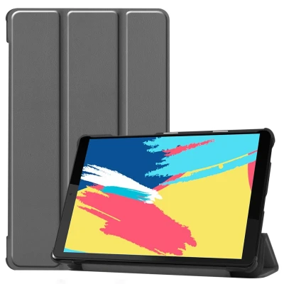 Afbeelding van Lenovo Tab M8 FHD Hoes: iMoshion Trifold Bookcase Grijs Kunstleder Tablet Hoezen