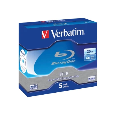 Afbeelding van BD R 25GB VERBATIM Blu Ray Recordable 6x Speed Jewelcase 5 stuks