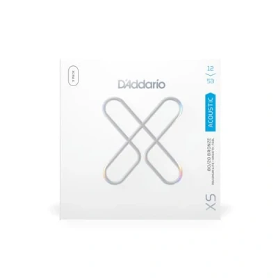 Afbeelding van D&#039;Addario gitaarsnaren XS 80/20 Brons gecoate akoestische XSABR1253 3P Maximale levensduur met glad gevoel en uitzonderlijke toon Voor 6 snarige gitaren 12 53 licht, 3 Pack