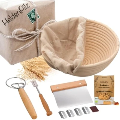 Afbeelding van Biologische zuurdesem rogge/spelt/tarwe vers volkorenmeel aanzetgoed! Set voor het bakken van brood natuurlijk zuurdeeg zelf knapperig maken incl. recept handleiding (gistmand)