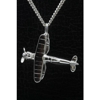 Afbeelding van Zilveren Dubbeldekker vliegtuig ketting hanger